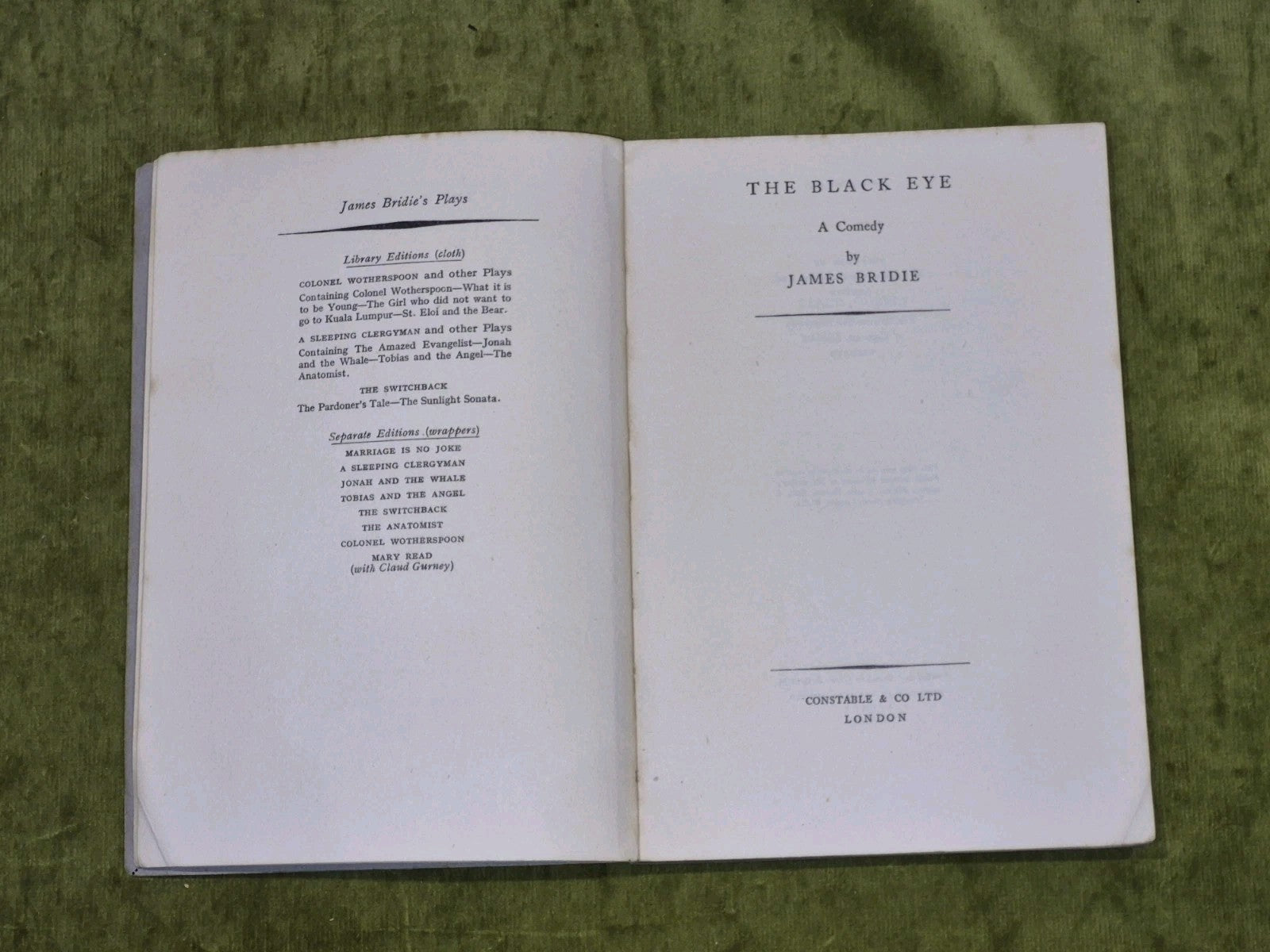 The Black Eye by James Bridie - signed - 1935 first edition Scottish Comedy Play3