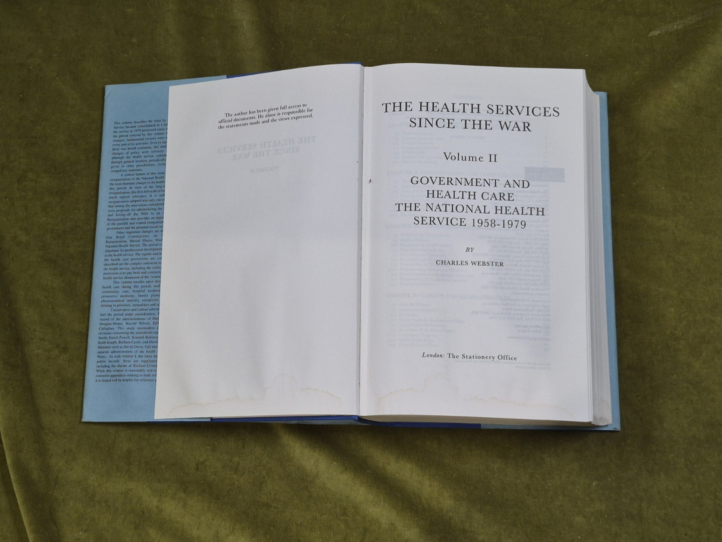 The Health Services Since the War Vols 1&2 - Charles Webster HMSO 1988 HB DJ4