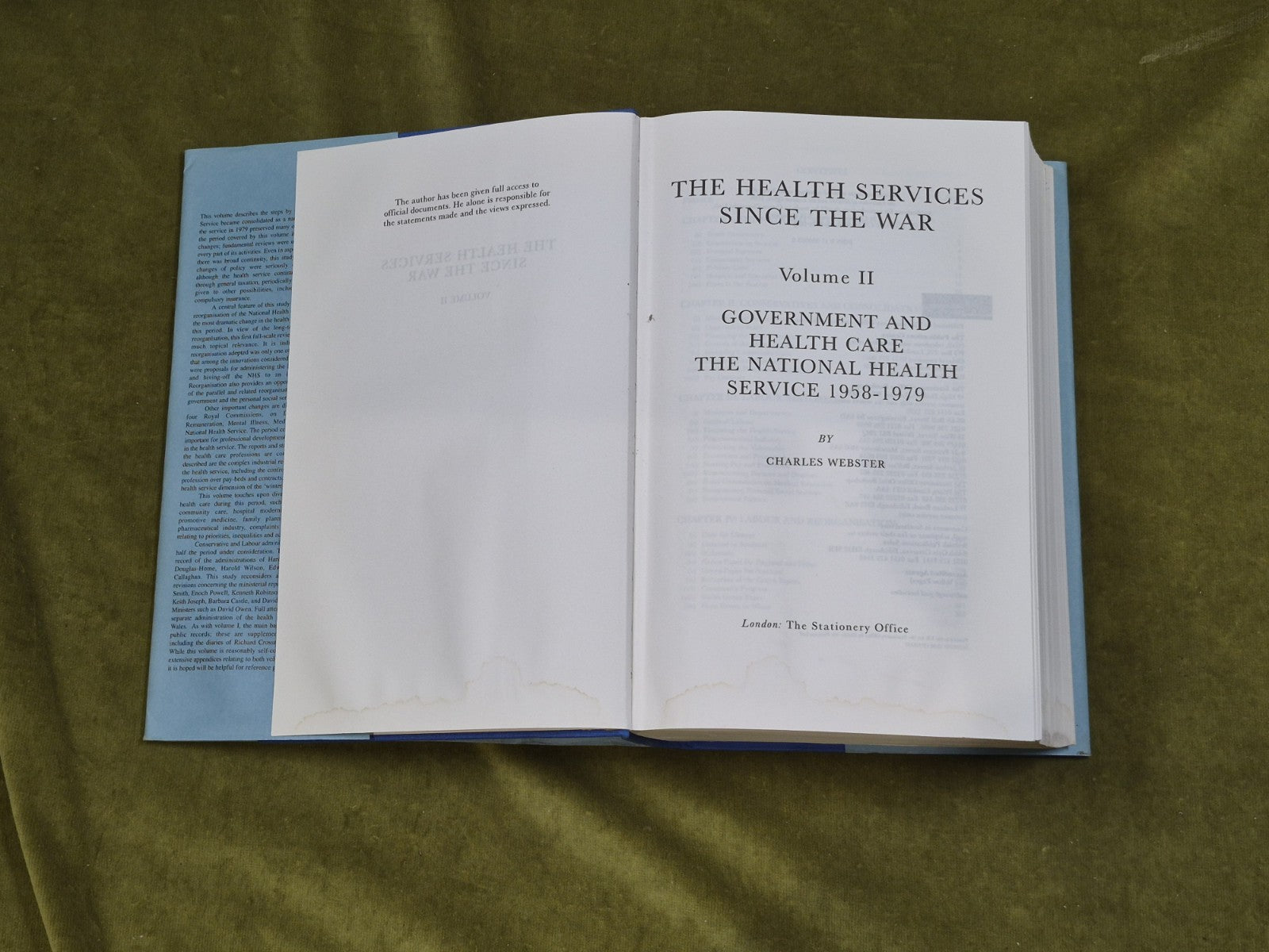 The Health Services Since the War Vols 1&2 - Charles Webster HMSO 1988 HB DJ4