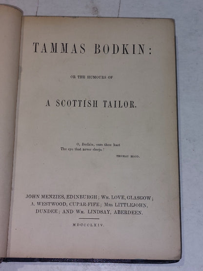 Tammas Bodkin, Or The Humours Of A Scottish Tailor (1864) [John Menzies] Hb Book3