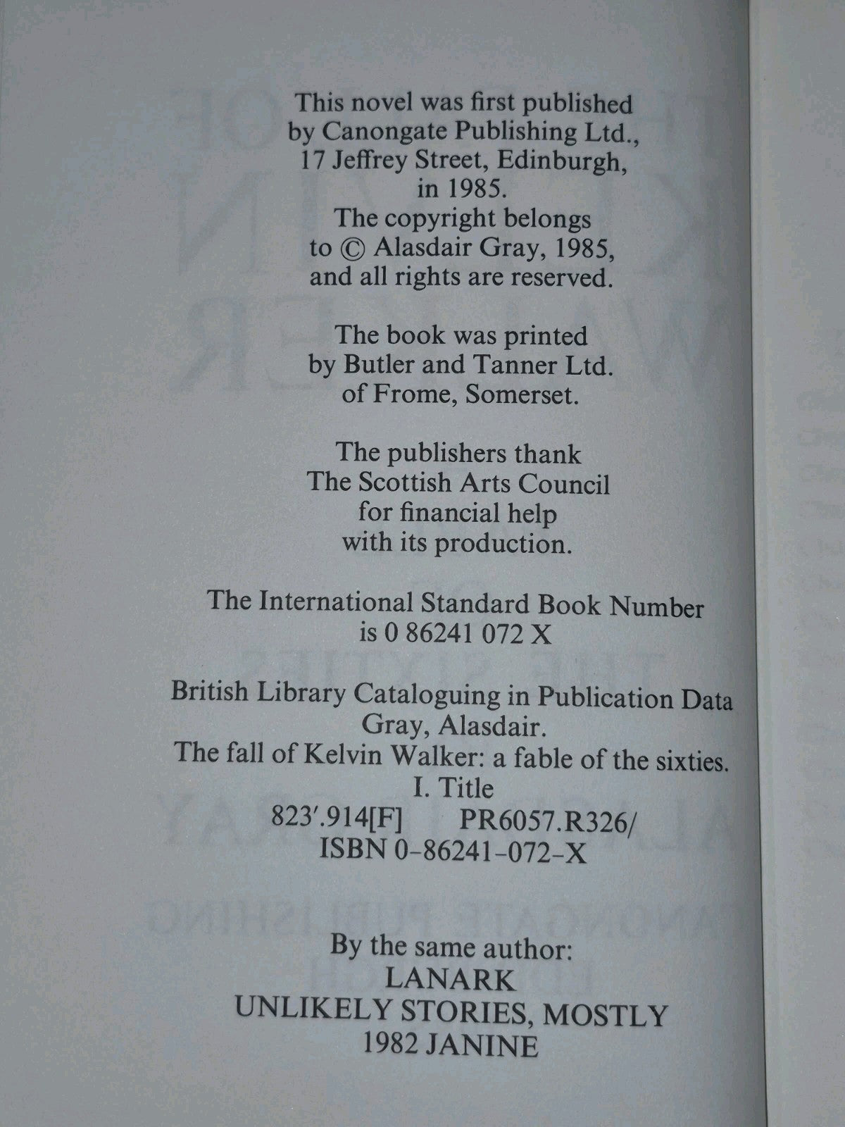 The Fall of Kelvin Walker, Alasdair Gray — 1st Edition6