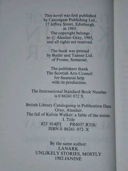 The Fall of Kelvin Walker, Alasdair Gray — 1st Edition6