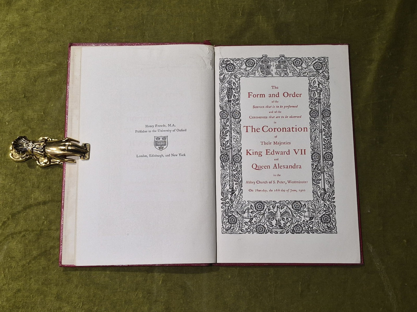 Form & Order Coronation Service King Edward VII Queen Alexandra - H. Frowde 19024