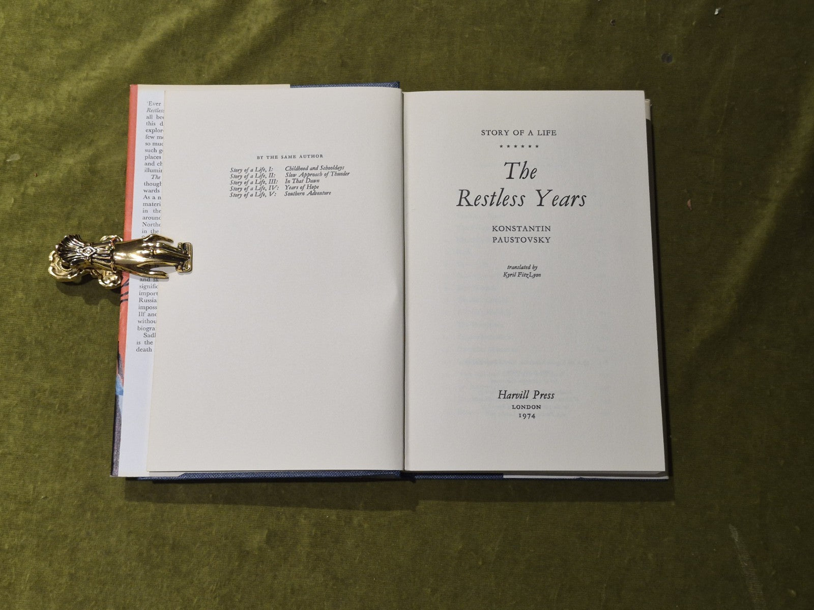 The Restless Years -  Konstantin Paustovsky 1974 1st English HB DJ4