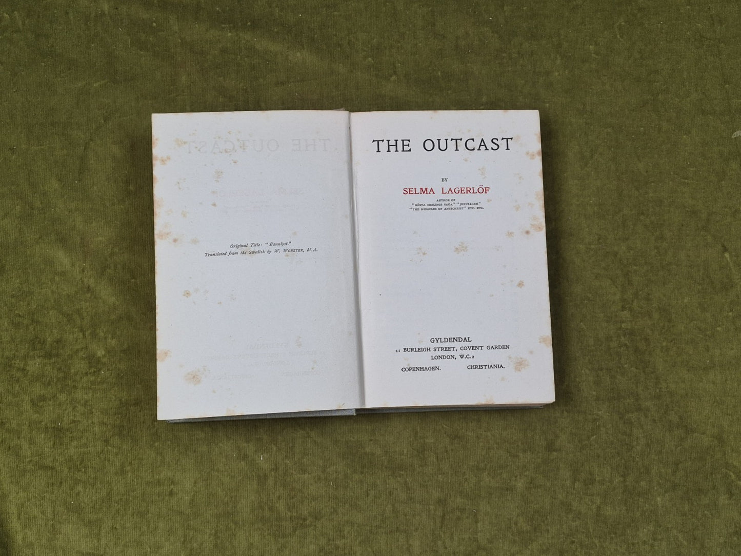 The Outcast by Selma Lagerlof , Gylendal HB 1920 1st Edition 3