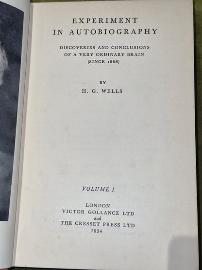 AUTOBIOGRAPHY OF H.G. WELLS (1934, First Edition) Volume 1 Victor Gollancz4