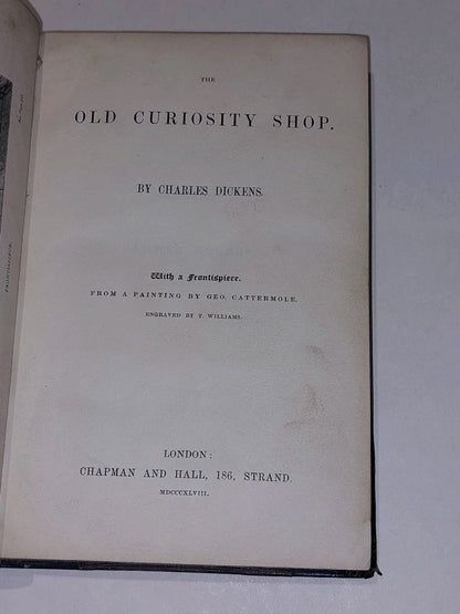 The Old Curiosity Shop by Charles Dickens (1848) [Chapman & Hall] 1/4 Leather Hb2
