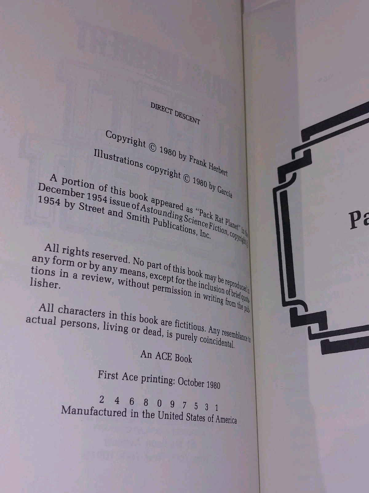 Direct Descent By Frank Herbert [Ace Book] 1st Ace Printing 1980 Pb Book4