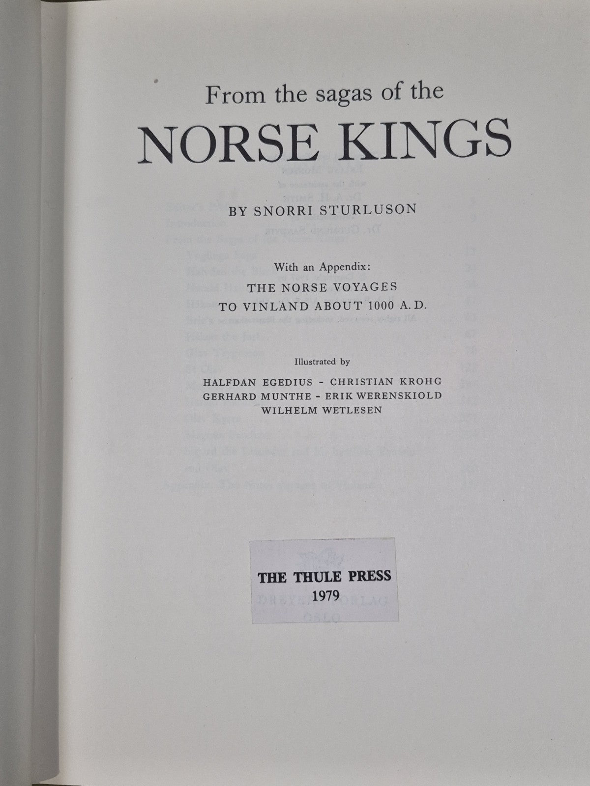 Snorri Sturluson Heimskringla Sagas of the Norse Kings Thule Press 19794