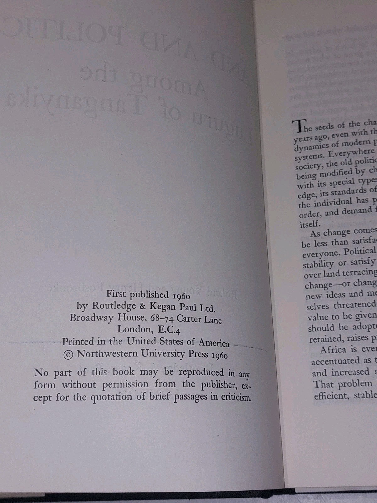 land and politics among the luguru of tanganyika, Young & Fosbrooke (1960) 1st 4