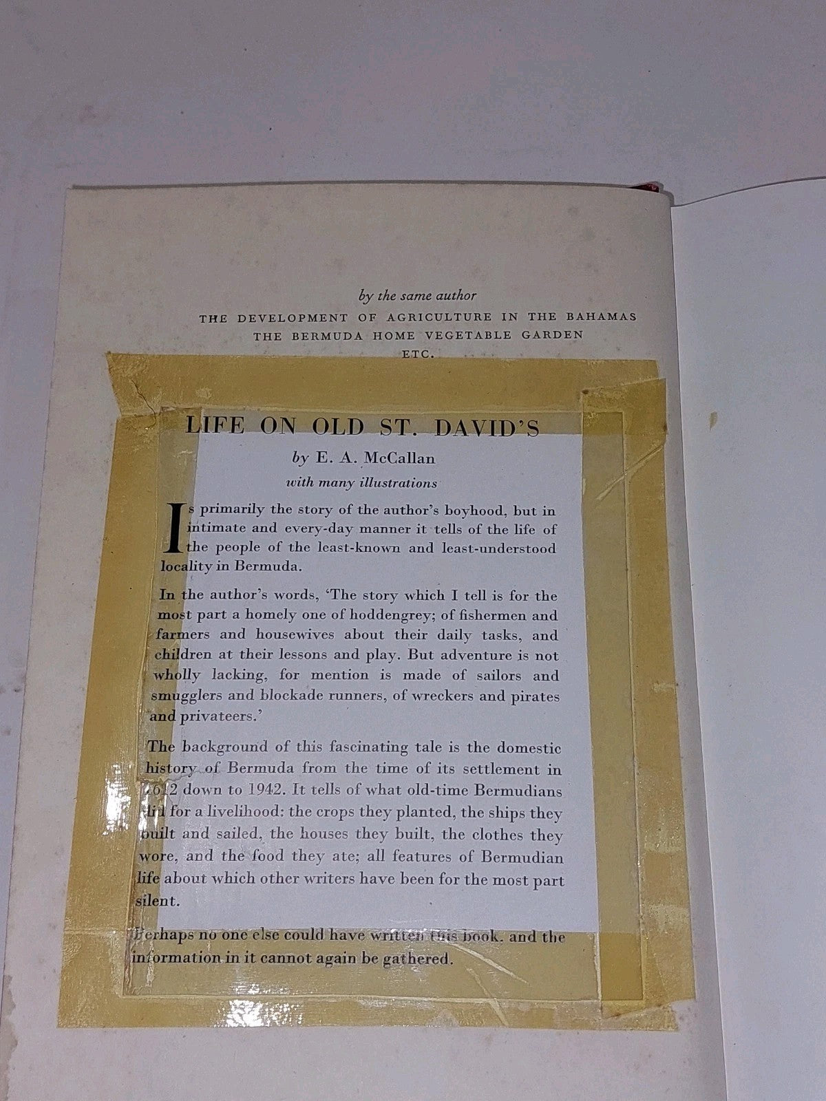 Life On Old St.David's Bermuda By E A McCallan Bermuda Historical Trust SIGNED5