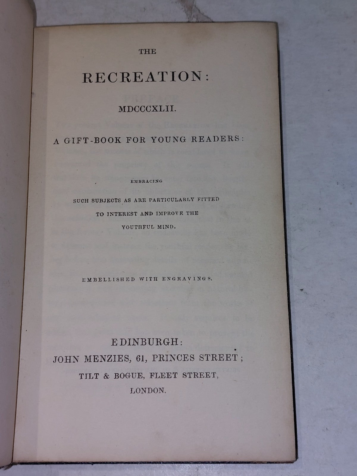 The Recreation MDCCCXLII Gift-Book for Young Readers  (1842) Leather Bound Book5