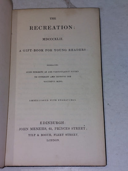 The Recreation MDCCCXLII Gift-Book for Young Readers  (1842) Leather Bound Book5