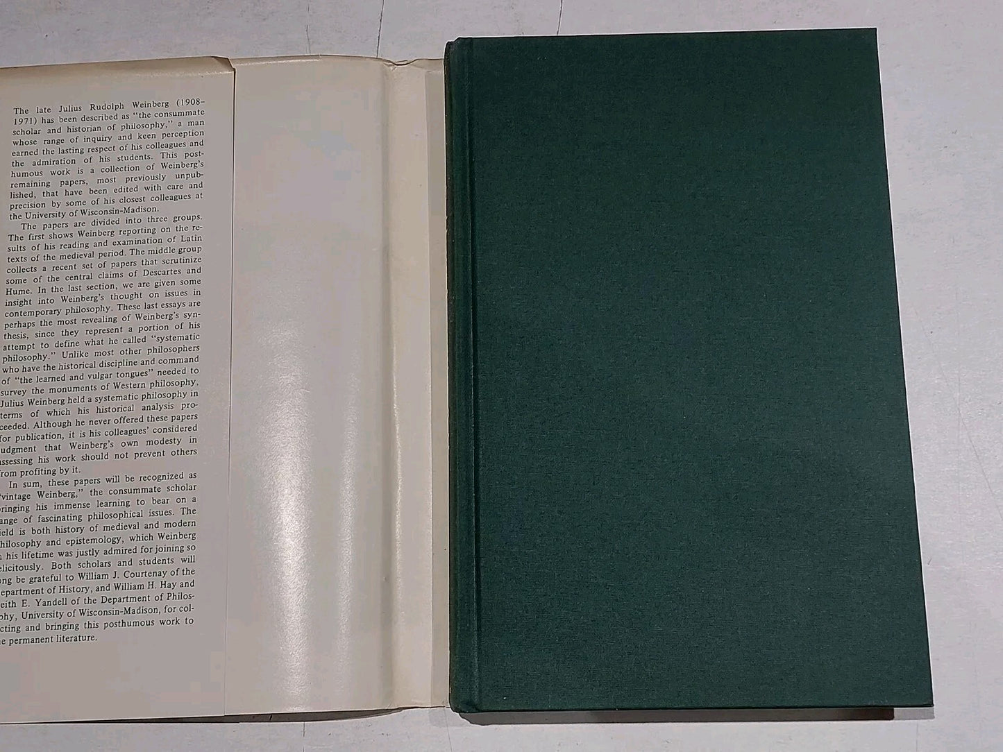 Ockham, Descartes, & Hume By Julius R. Weinberg (1977) Hb Book5
