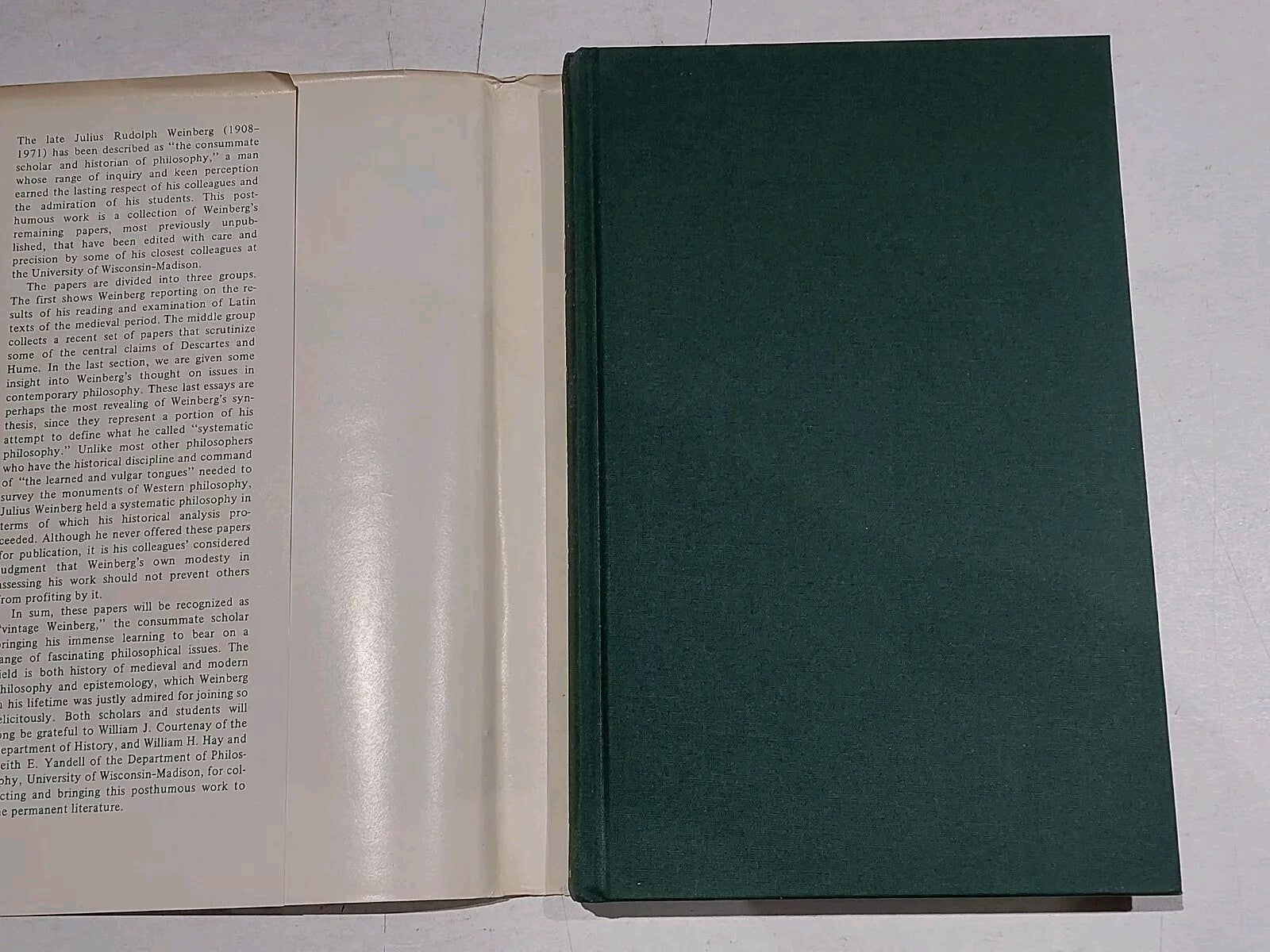 Ockham, Descartes, & Hume By Julius R. Weinberg (1977) Hb Book5