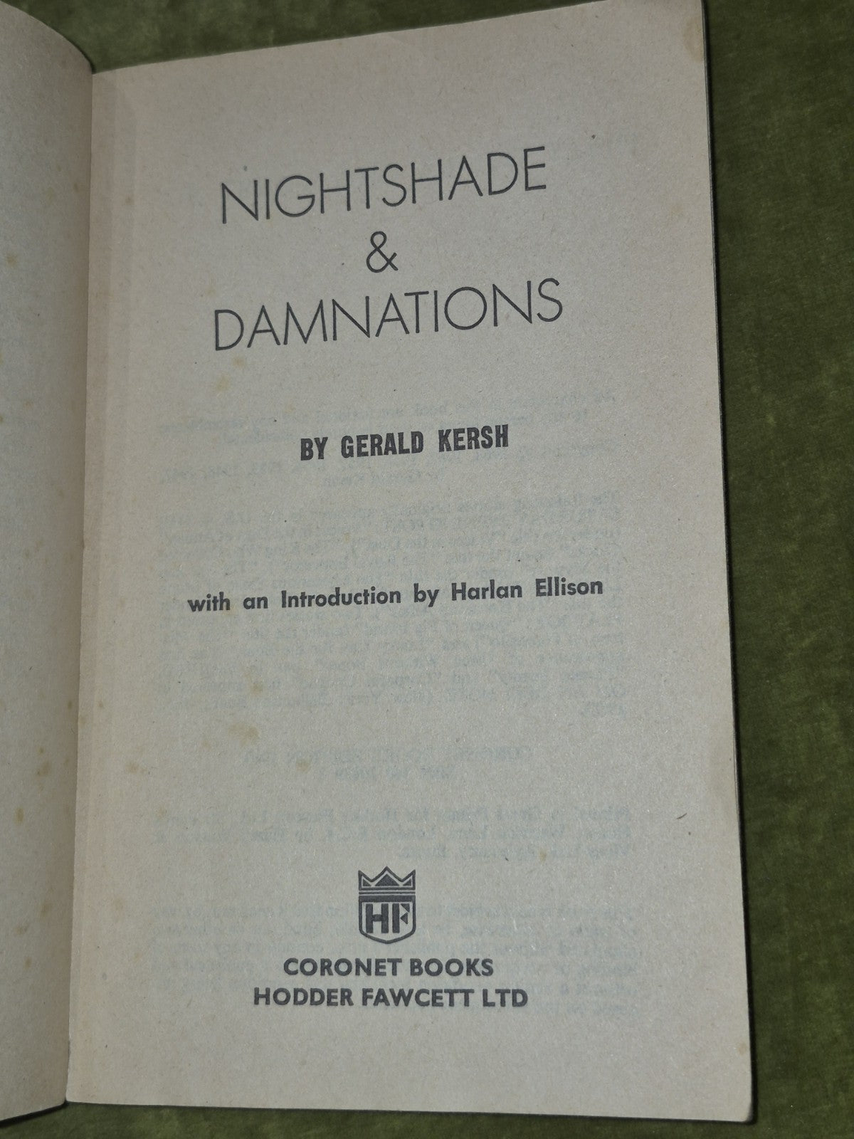 Nightshade and Damnations  Gerald Kersh Coronet Books 19693
