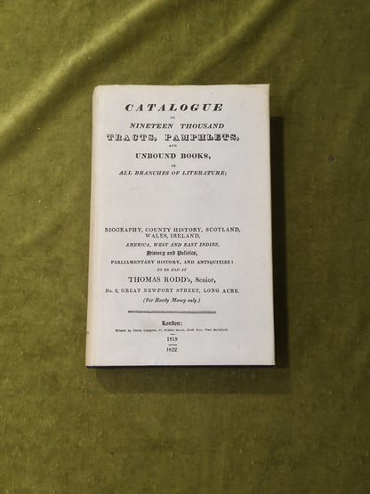 Thomas Rodd's Booksellers Catalogue of Tracts & Pamphlets - 1975 Facsimile HB DJ0