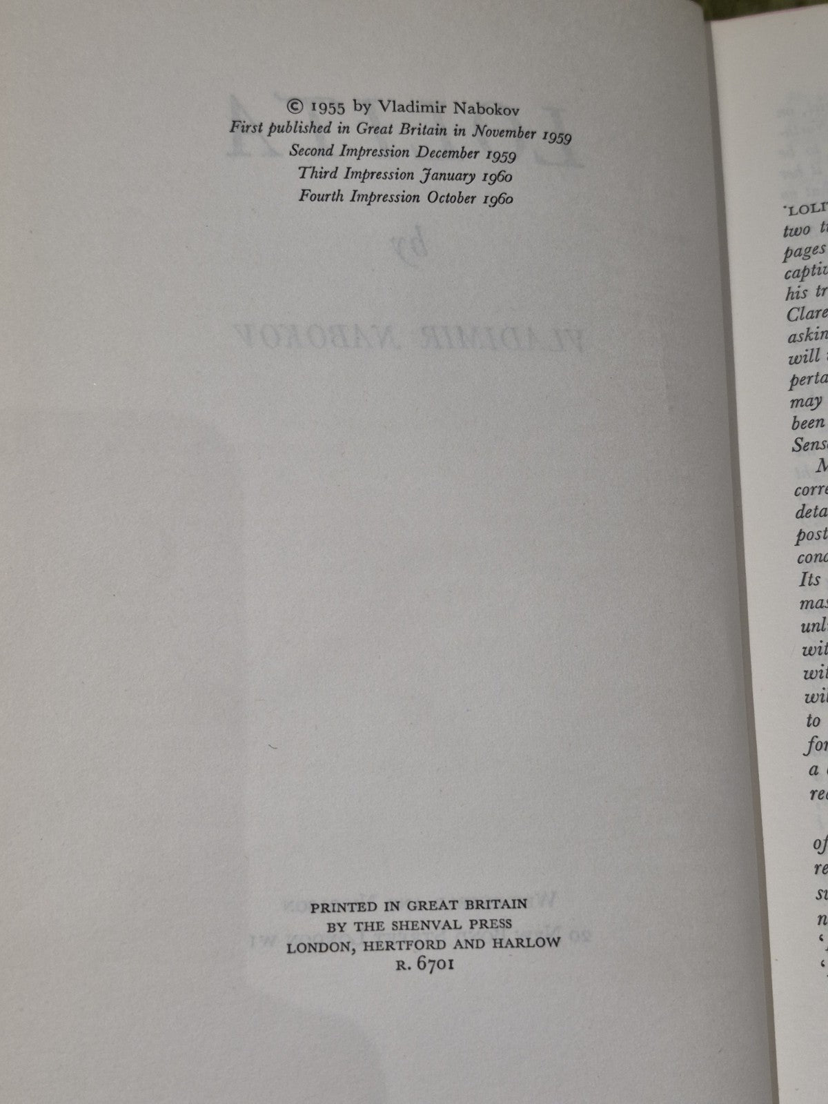 Lolita by Vladimir Nabokov 1960 First Edition Fourth Impression w. Dust jacket.8