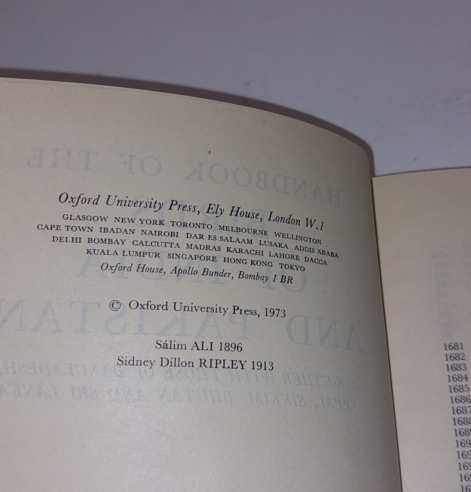 Handbook Of The Birds Of India And Pakistan [Vol.9] 1973 By Ali & Ripley Hb5