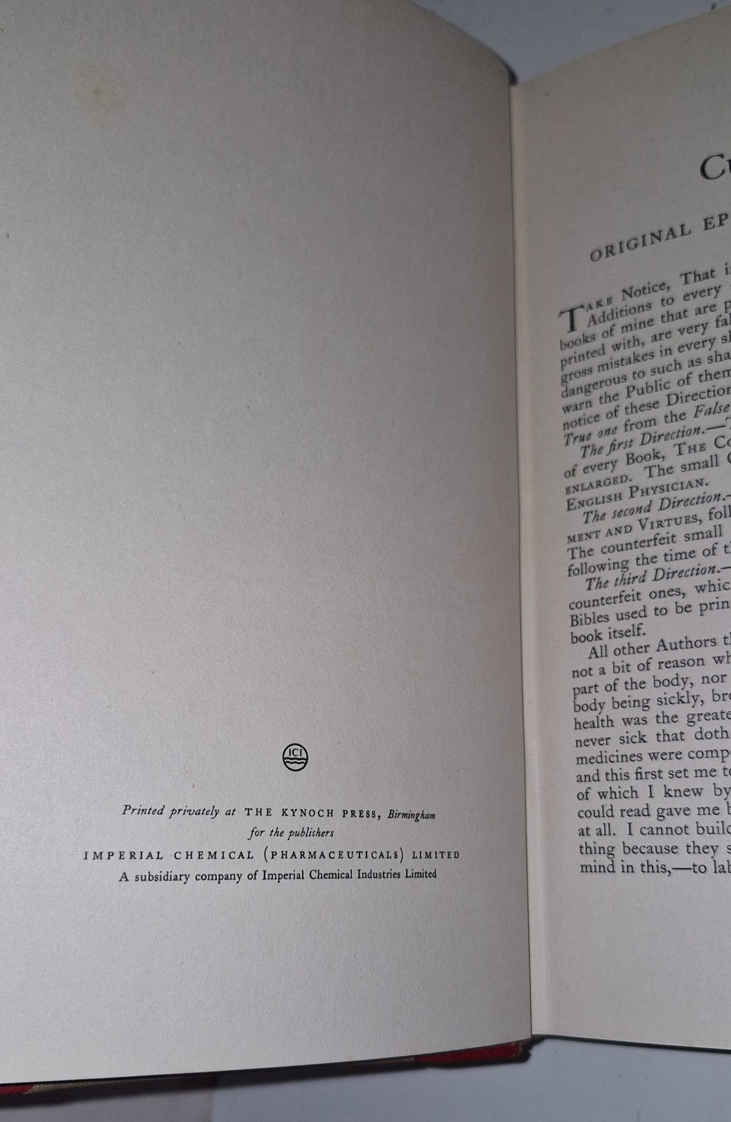 The Complete Herbal By Nicholas Culpeper 1953 Facsimile Edition ICI7