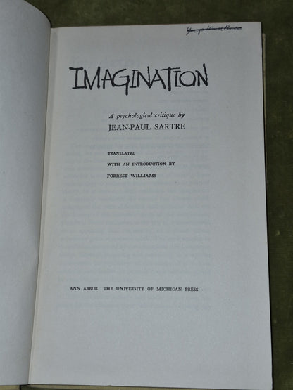 Imagination by Jean-Paul Sartre 1962 Hardcover The University of Michigan Press5