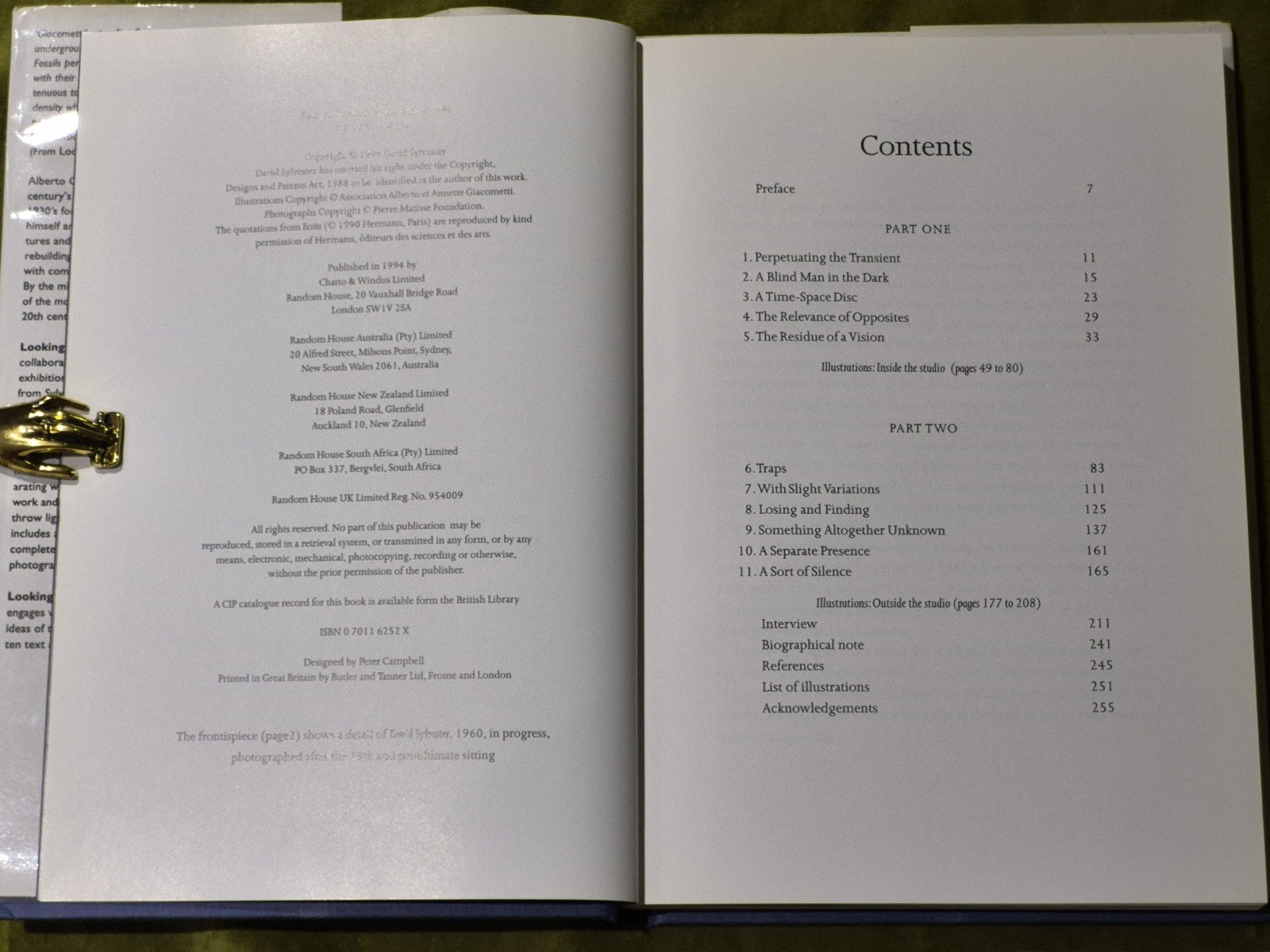 Looking at Giacometti by Sylvester, David 1st HB/DJ5