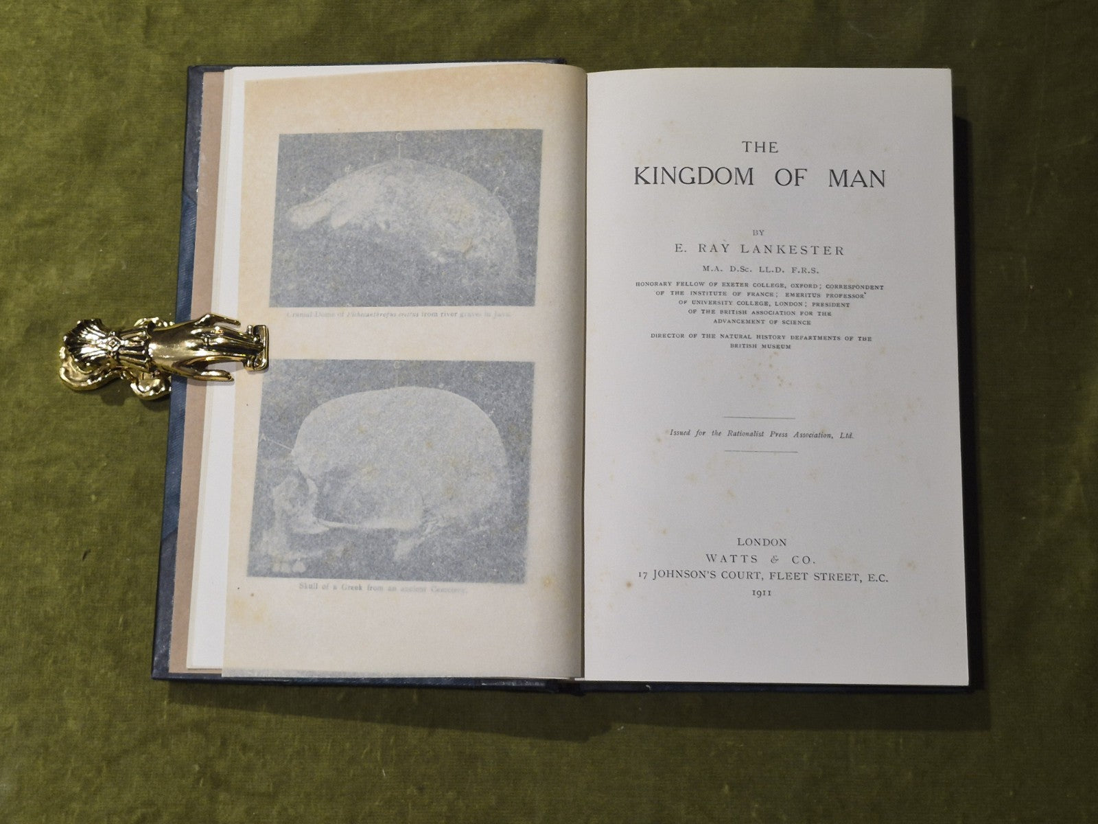 The Kingdom of Man - Edwin Ray Lankester - Watts & Co 1911 HB7