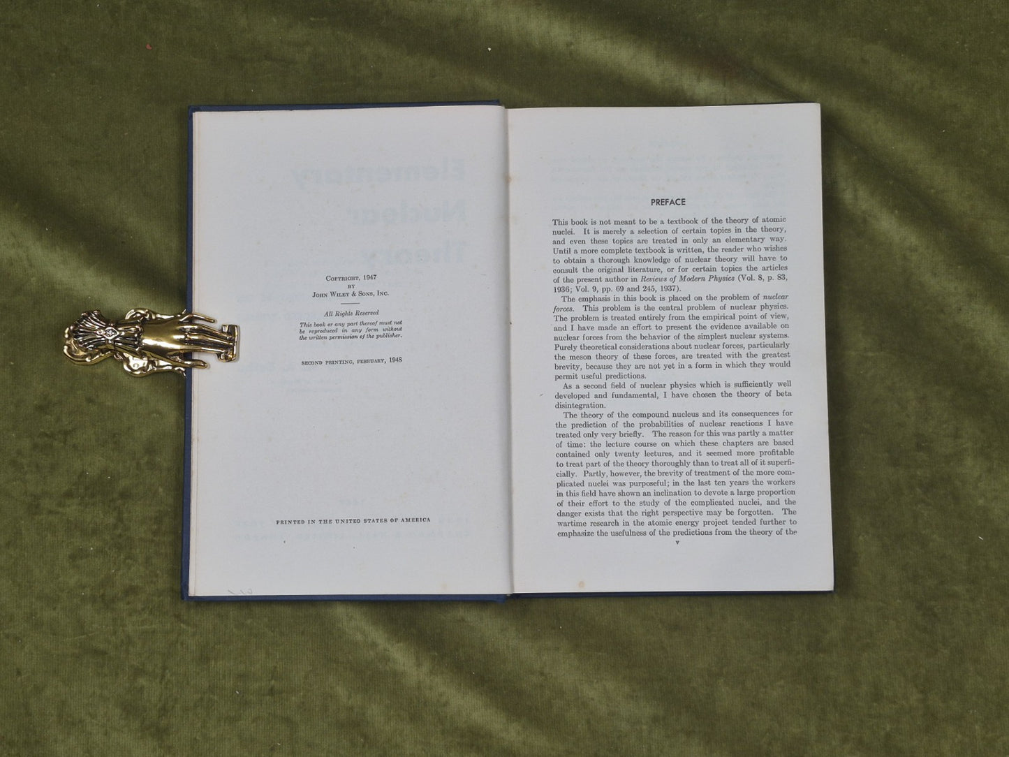 Elementary Nuclear Theory by H. A. Bethe - 1947 1st Print Pub. by John Wiley6