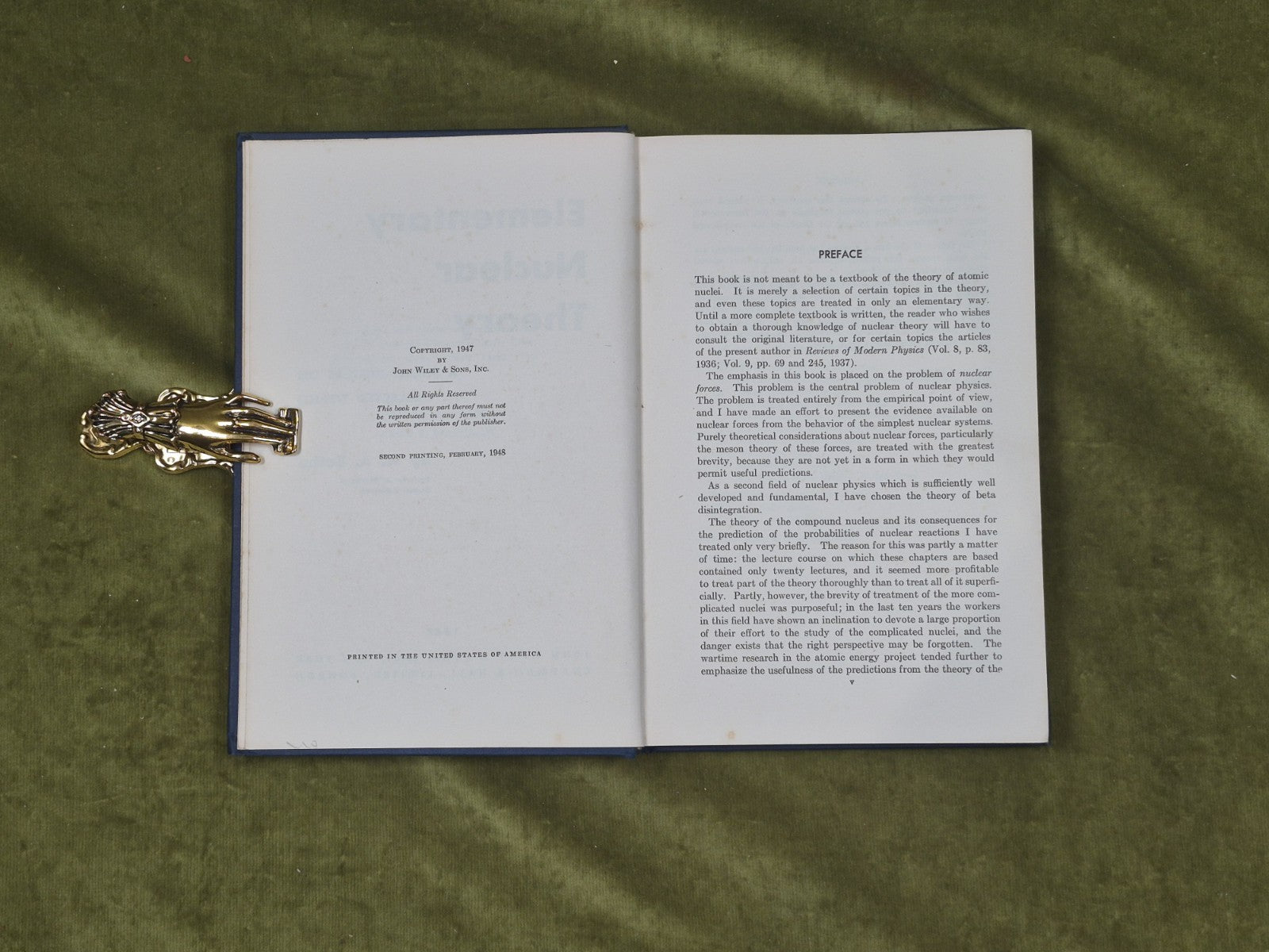Elementary Nuclear Theory by H. A. Bethe - 1947 1st Print Pub. by John Wiley6