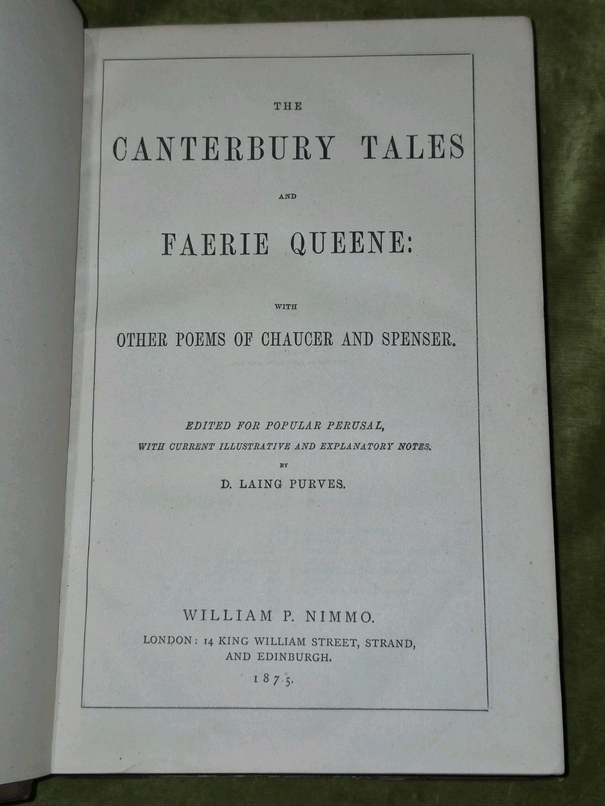 The Canterbury Tales and Faerie Queene by D. Laing Purves HB, 18756