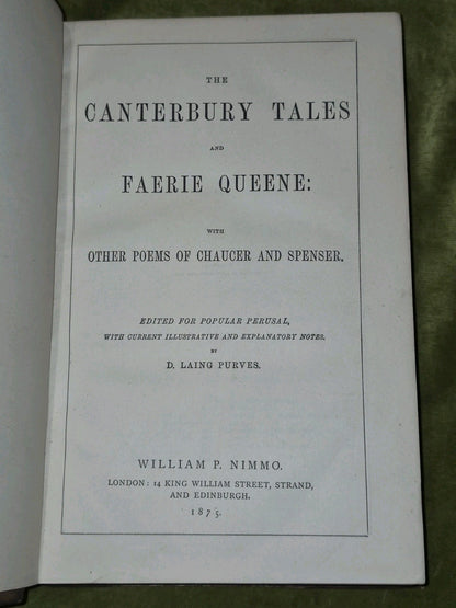 The Canterbury Tales and Faerie Queene by D. Laing Purves HB, 18756