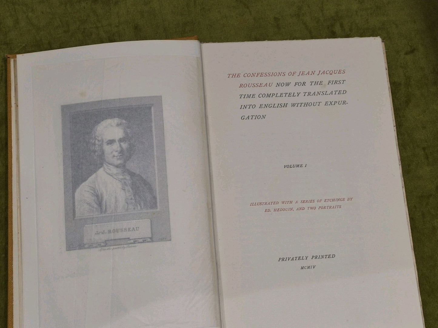 THE CONFESSIONS OF JEAN-JACQUES ROUSSEAU 1904 2 Vols Etchings by Hedouin3