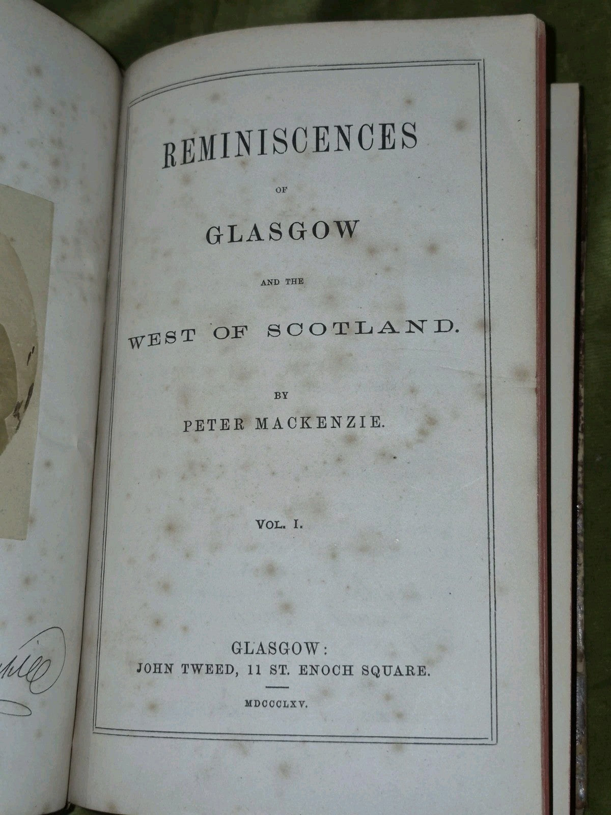 Reminiscences of Glasgow & West Scotland 1865 Peter Mackenzie Rebound Leather 3V9