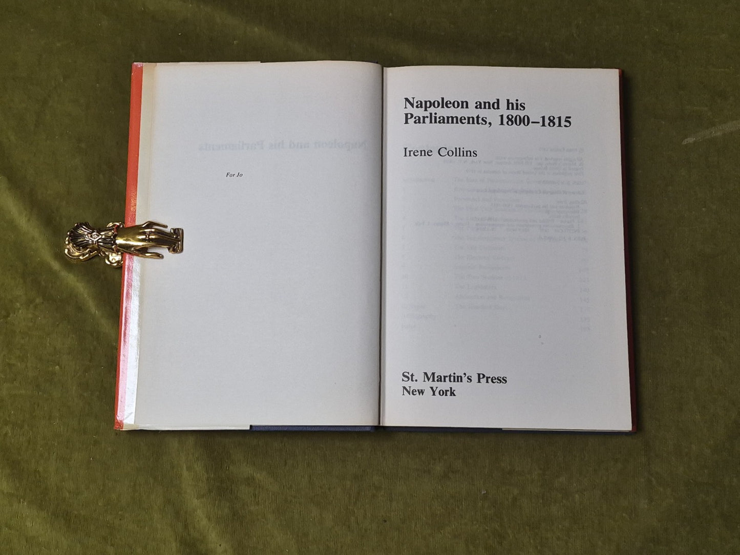 Napoleon and His Parliaments 1800-1815 - Irene Collins , St Martin's 1979 HB DJ3