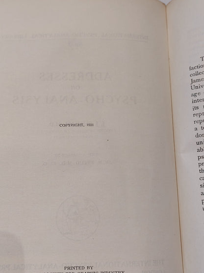 Addresses on Psycho-Analysis by J. J. Putnam (1921) 1st Ed Hb Book3