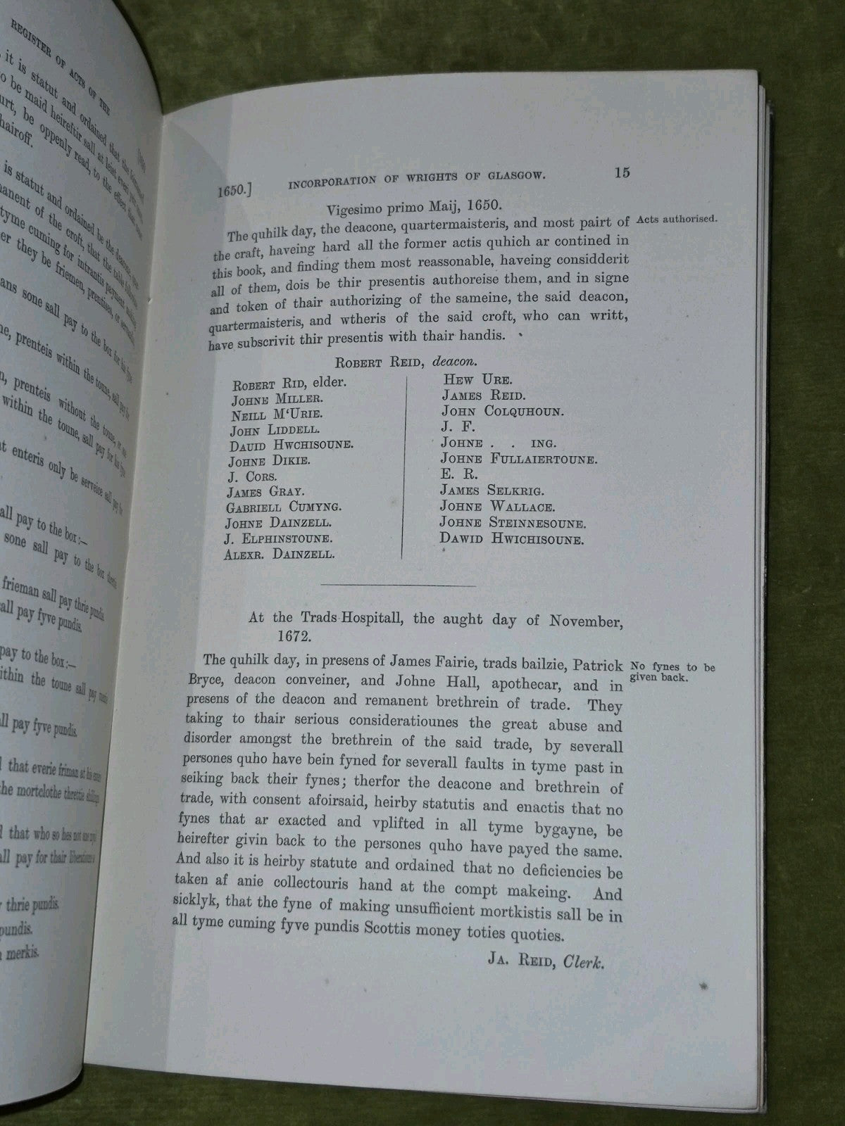 Register Acts of the Incorporation of Wrights of Glasgow 1650 to 1710 Erskine5
