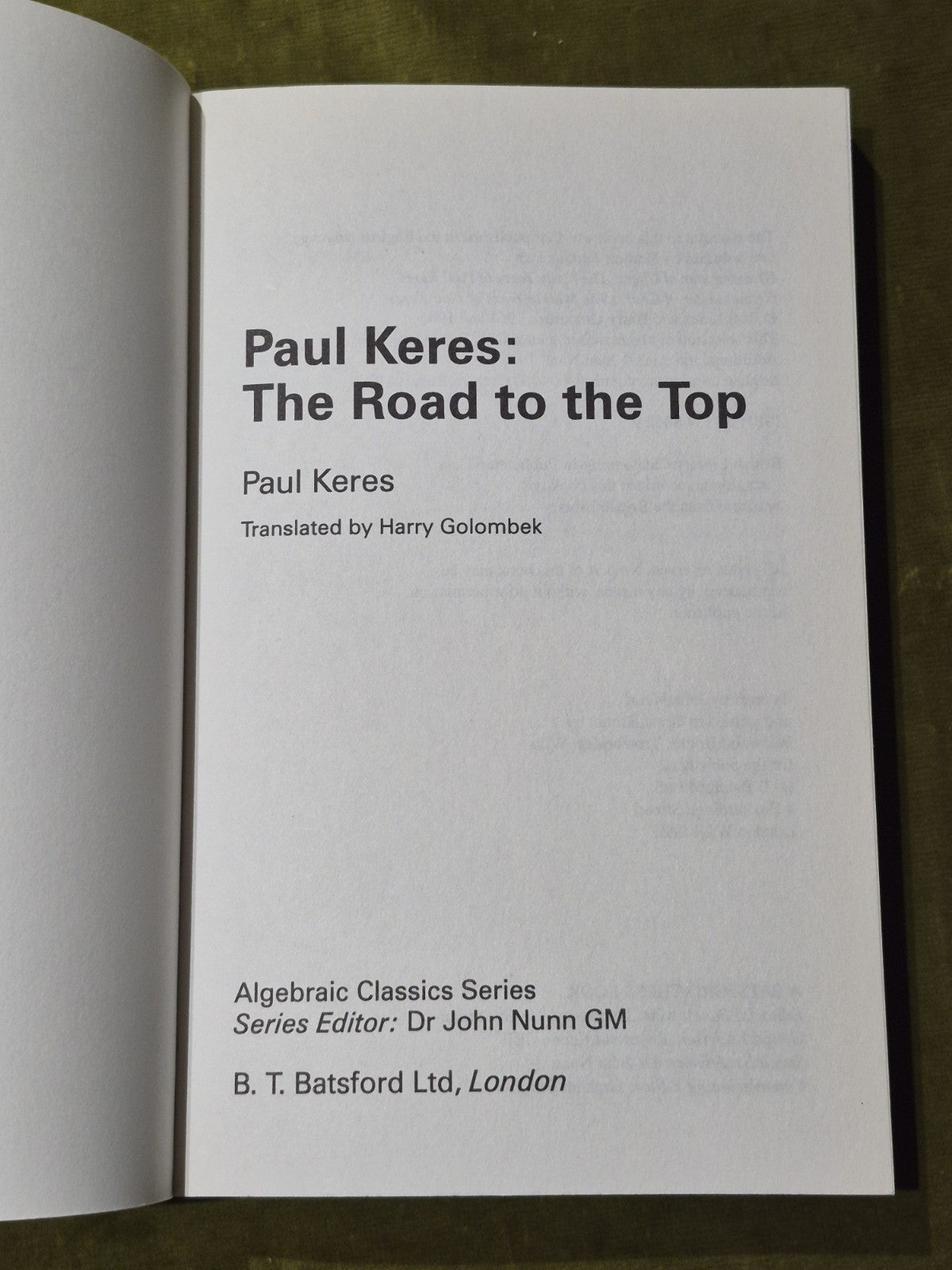 Paul Keres: The Road to the Top 1996 paperback3