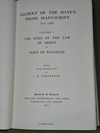 Gilbert of the Haye's Prose Manuscript Vol I II Scottish Text Society 1901 19145
