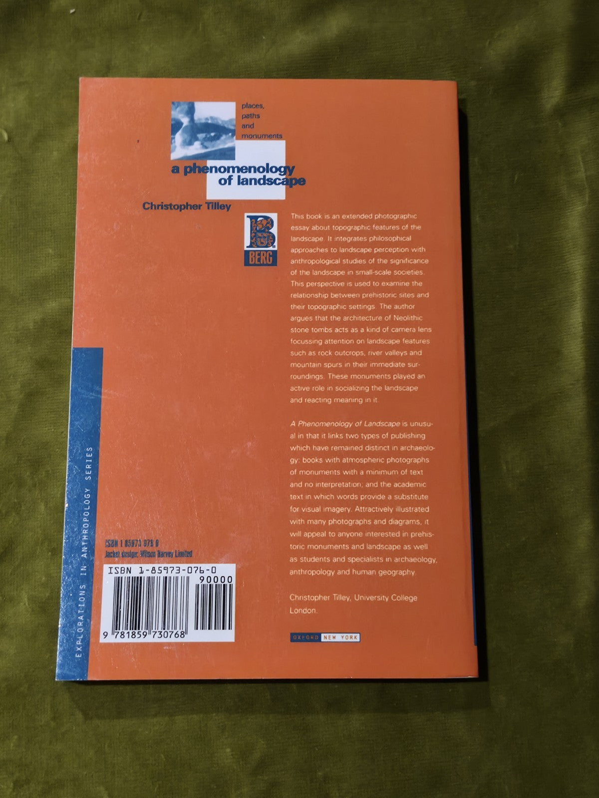 A Phenomenology of Landscape by Christopher Tilley (UK Trade Paperback, 1994)1