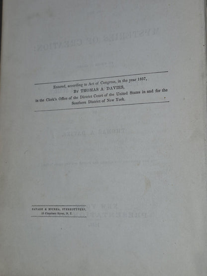 Cosmogony Thomas A Davies American Civil War General 1857 Presentation Inscribed5