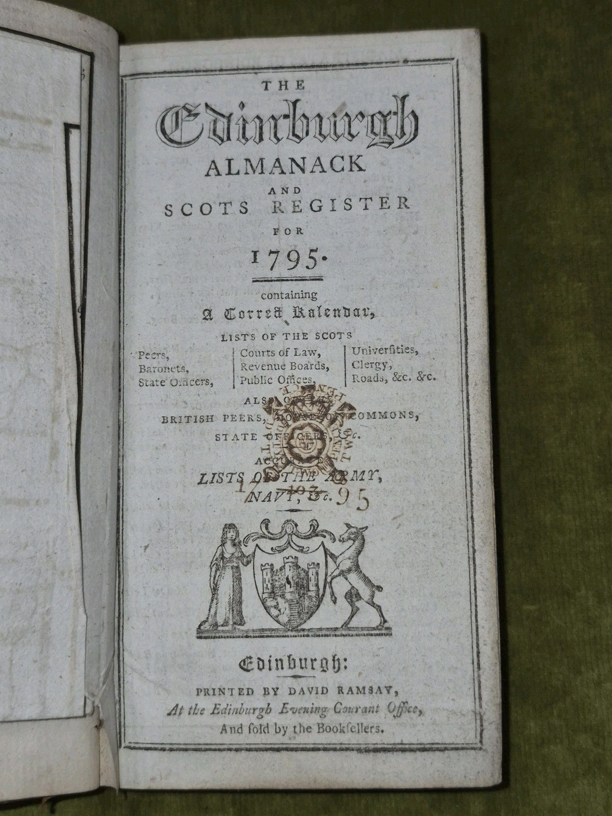Edinburgh Almanack Scots Register 1795 David Ramsay3