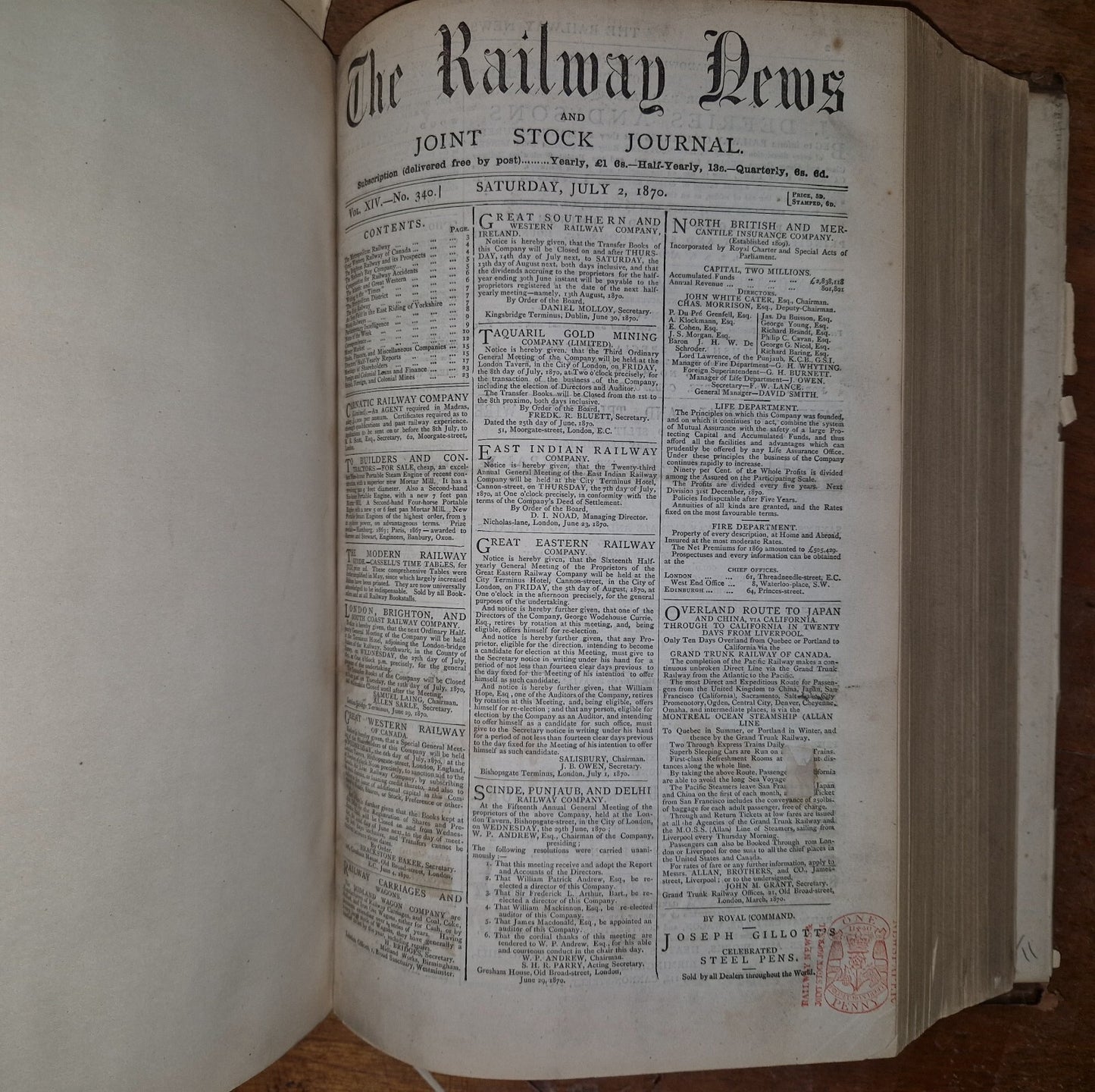 The Railway News For Year 1870 Large Leather-bound Summary Of Statistics & News 13