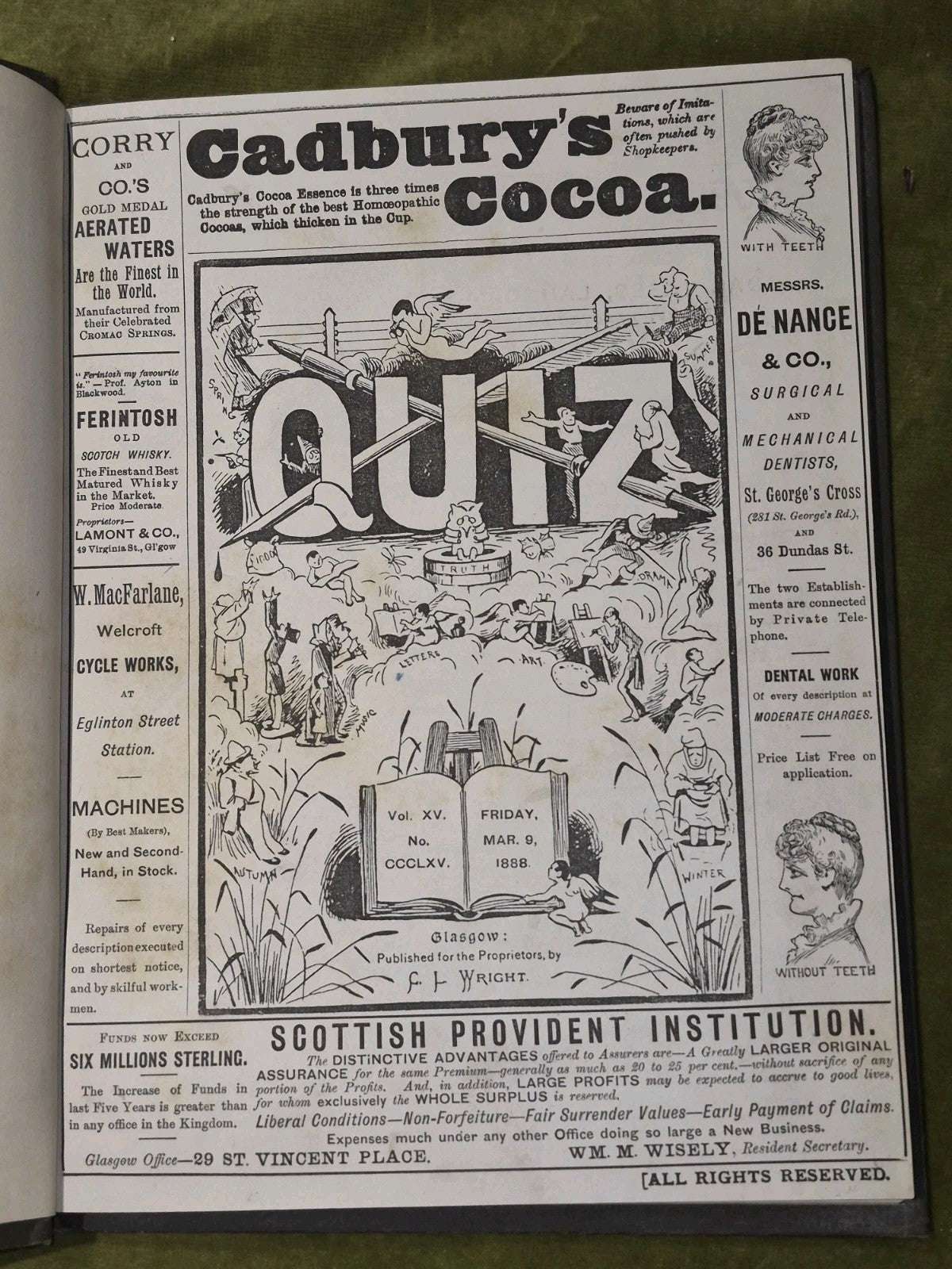 QUIZ Victorian Comical Periodical / Magazine - Glasgow 1881 to 1888 Vol 1 to 1511