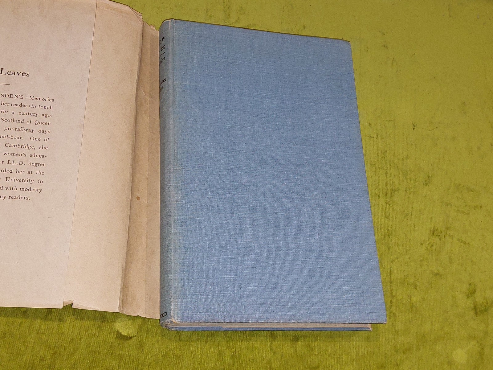 Yellow Leaves : Memories Of A Long Life By Louisa Innes Lumsden (1933) 1st Ed Hb3