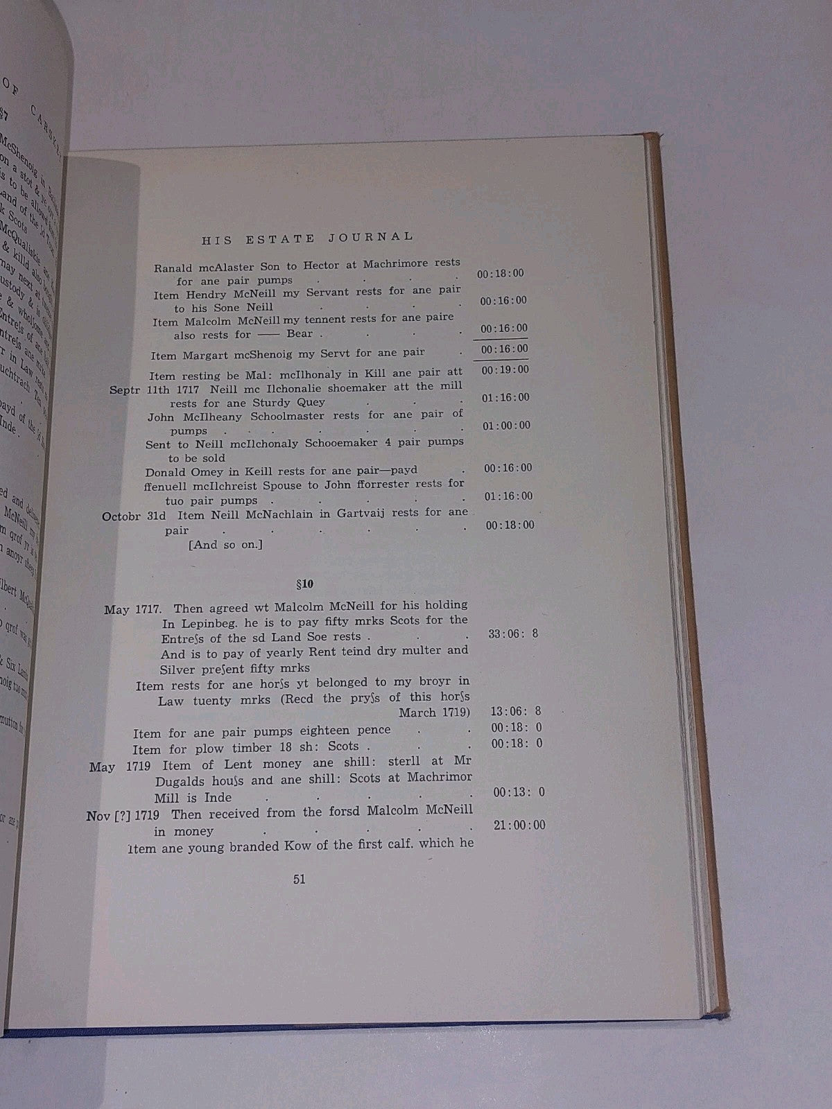 Macneill of Carskey, his estate Journal 17031743, Frank Forbes MacKay Hb Dj6