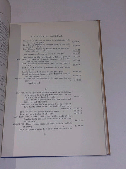 Macneill of Carskey, his estate Journal 17031743, Frank Forbes MacKay Hb Dj6