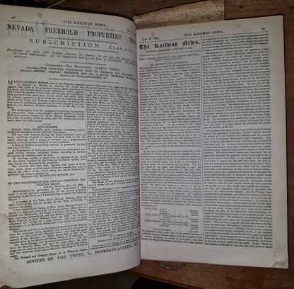 The Railway News For Year 1870 Large Leather-bound Summary Of Statistics & News 10