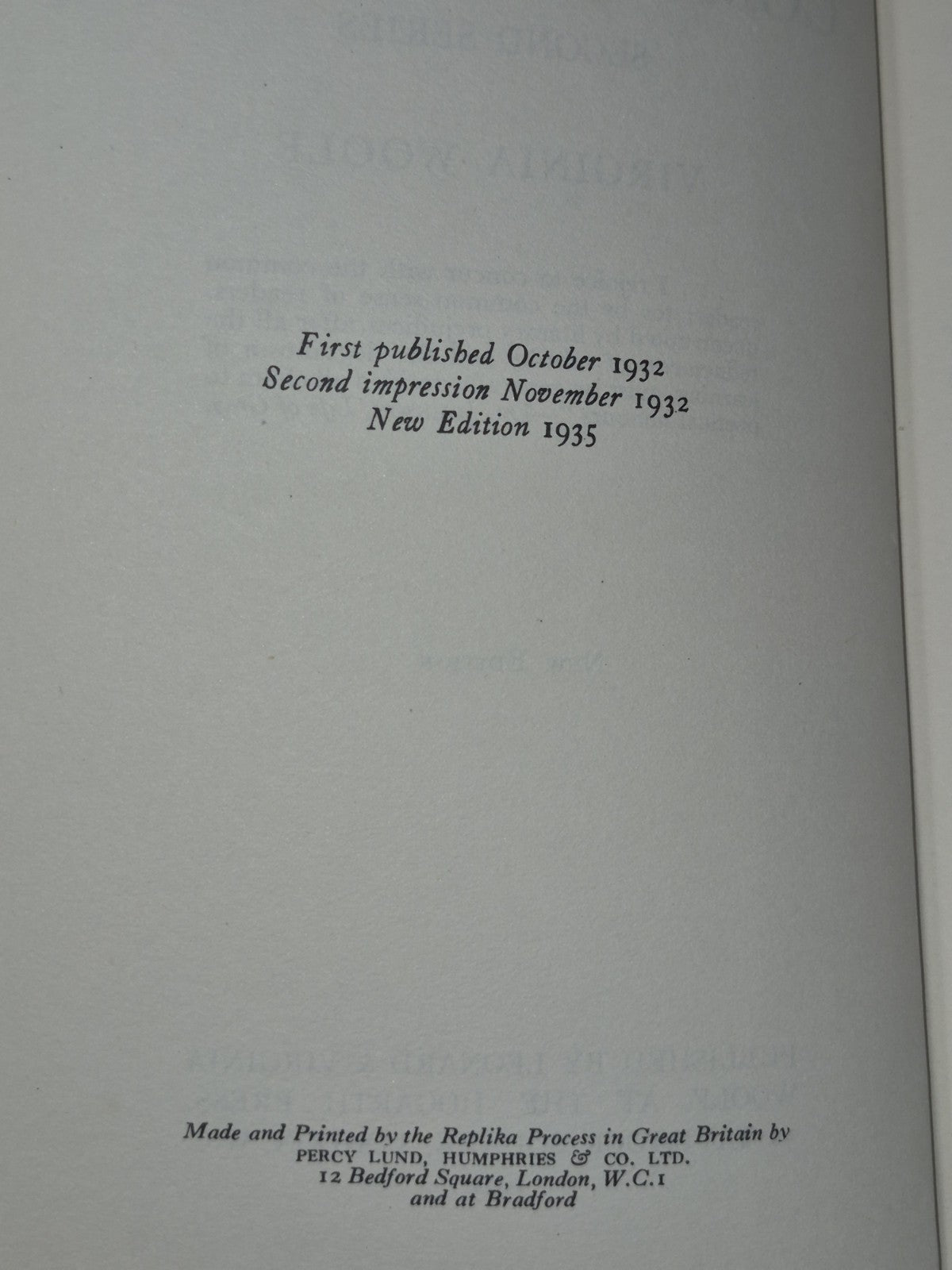 Virginia Woolf, The Common Reader, 2nd Series, 1935 Hogarth Press HB New edition5