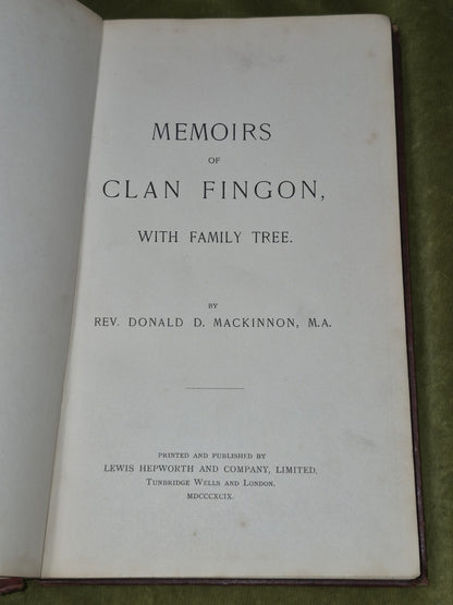 Memoirs of Clan Fingon 1899 First Edition Donald Mackinnon4