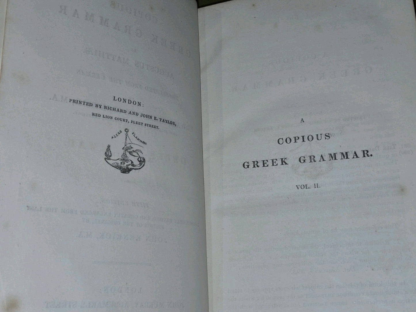 A Copious Greek Grammar (1837, 1838 Fifth Edn) Augustus Matthiae Complete Set7